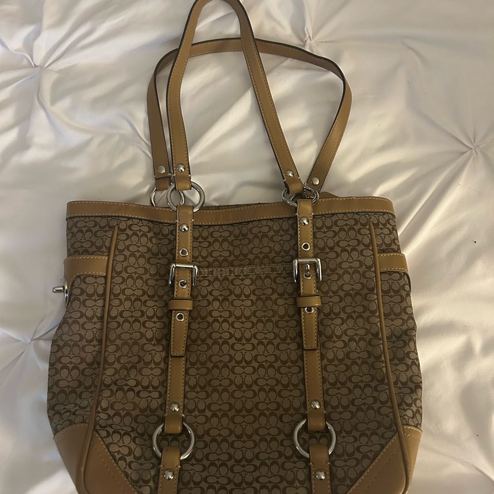 Coach Tan and Brown Signature Tote
